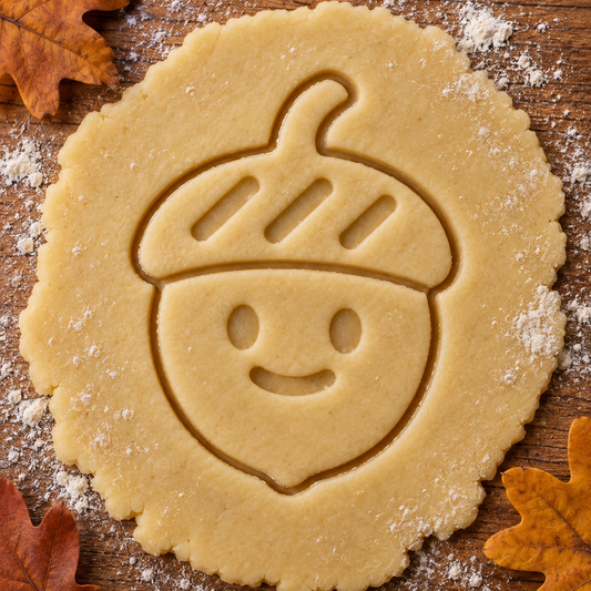 Harvest Acorn imprint pressed into cookie dough
