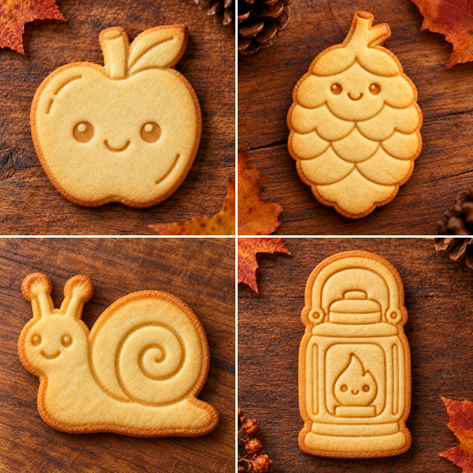 Autumn Garden & Lantern Evening set: four finished baked cookies