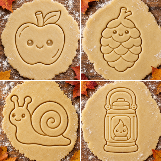 Autumn Garden & Lantern Evening set: four imprints in cookie dough