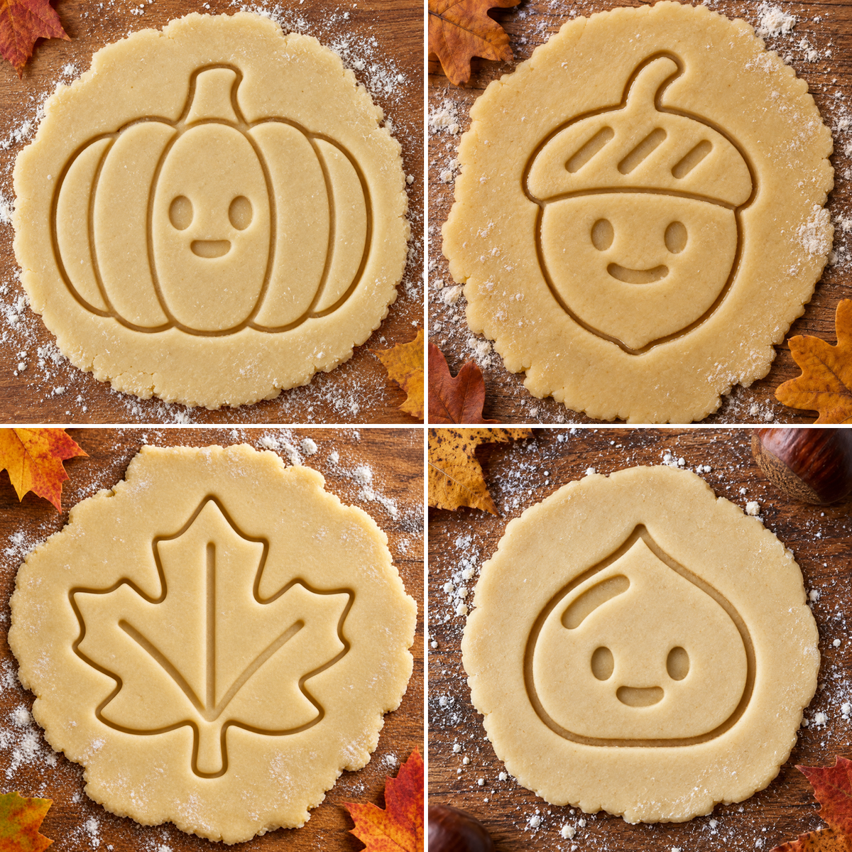 Autumn Harvest set: four imprints in cookie dough