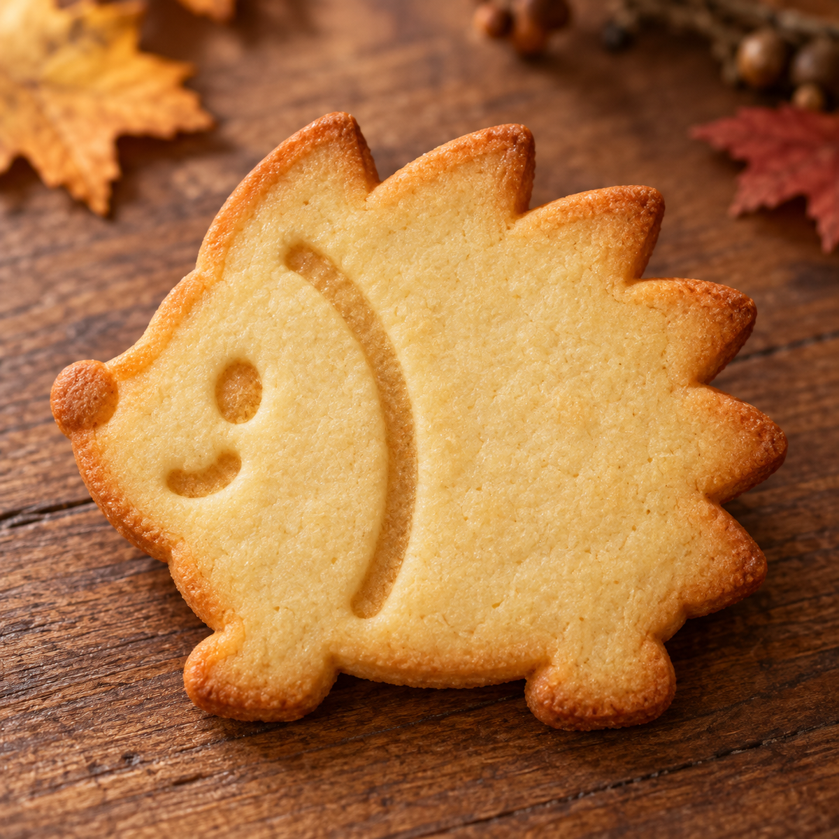 Finished baked Autumn Hedgehog cookie
