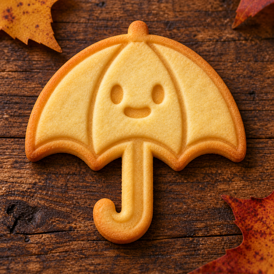 Finished baked Autumn Umbrella cookie