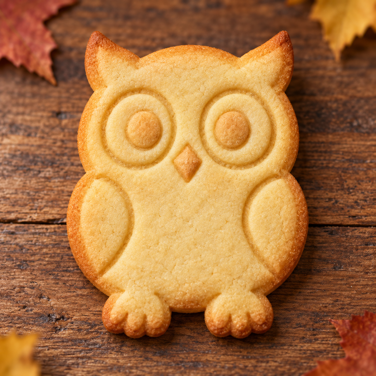 Finished baked Autumn Owl cookie