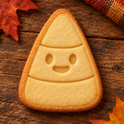 Finished baked Happy Candy Corn cookie