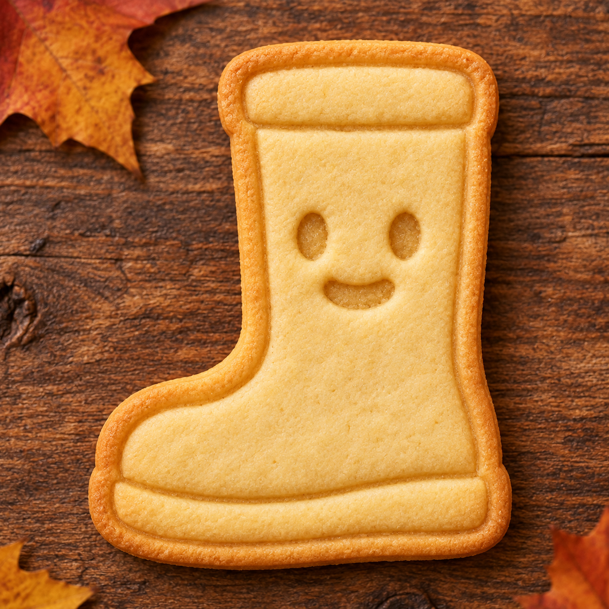 Finished baked Happy Rain Boot cookie