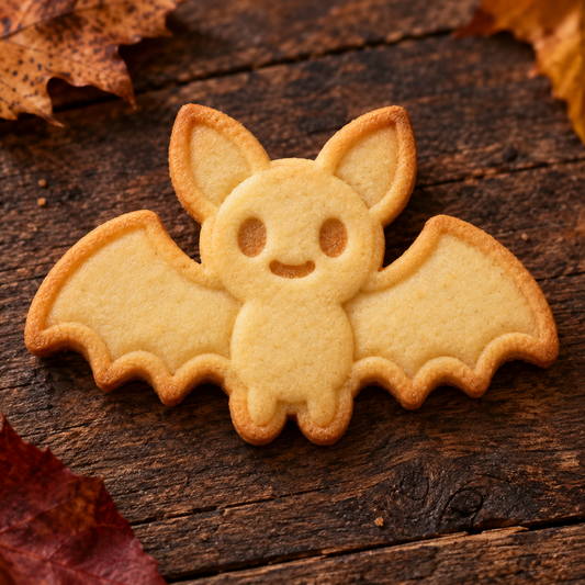 Finished baked Halloween Bat cookie