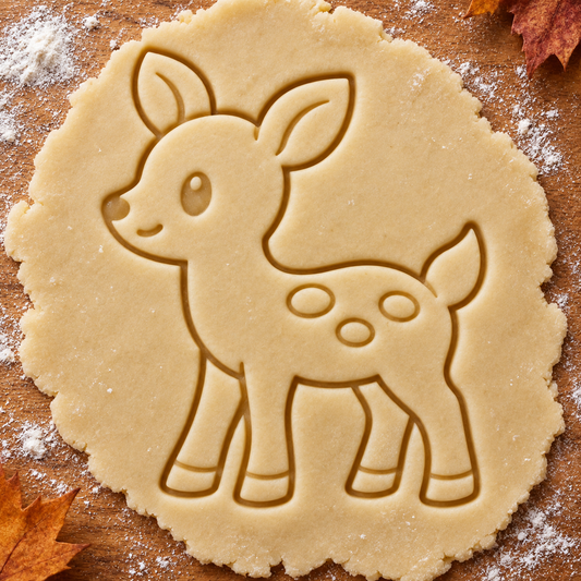 Autumn Fawn imprint pressed into cookie dough