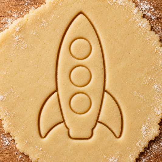 Little Rocket imprint pressed into cookie dough