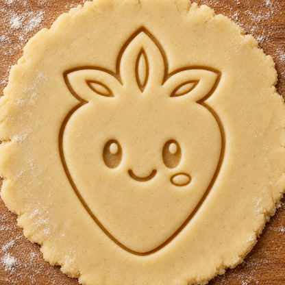 Cute Strawberry imprint pressed into cookie dough
