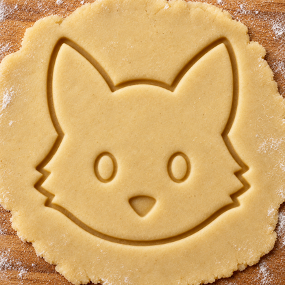 Friendly Fox imprint pressed into cookie dough