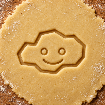 Friendly Cloud imprint pressed into cookie dough