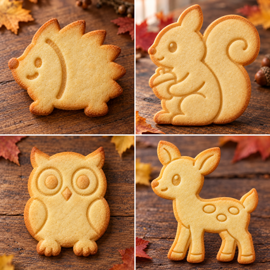 Forest Animals set: four finished baked cookies