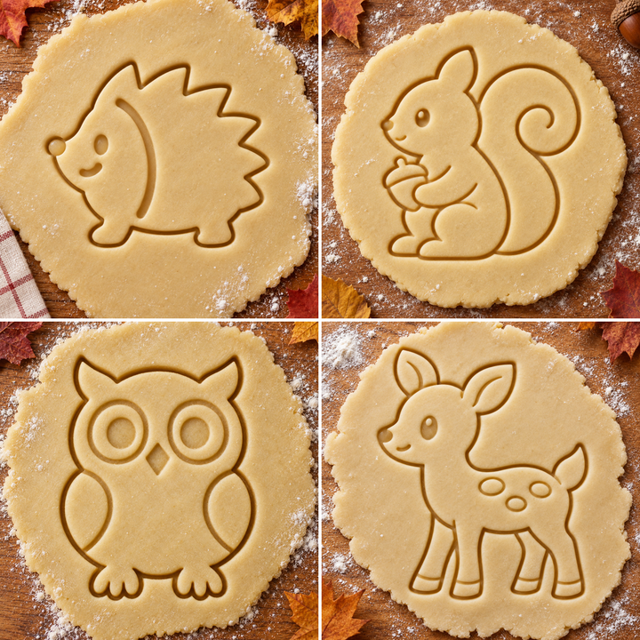 Forest Animals set: four imprints in cookie dough