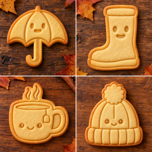 Rainy Day & Cozy set: four finished baked cookies