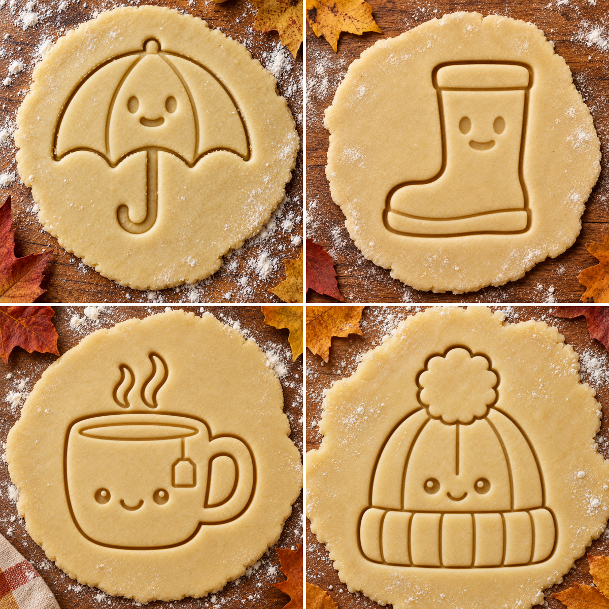 Rainy Day & Cozy set: four imprints in cookie dough