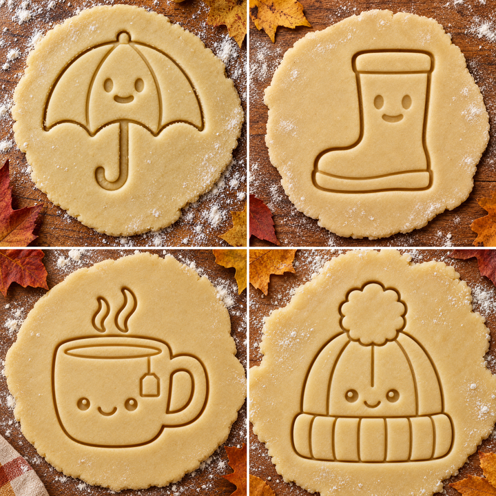 Rainy Day & Cozy set: four imprints in cookie dough